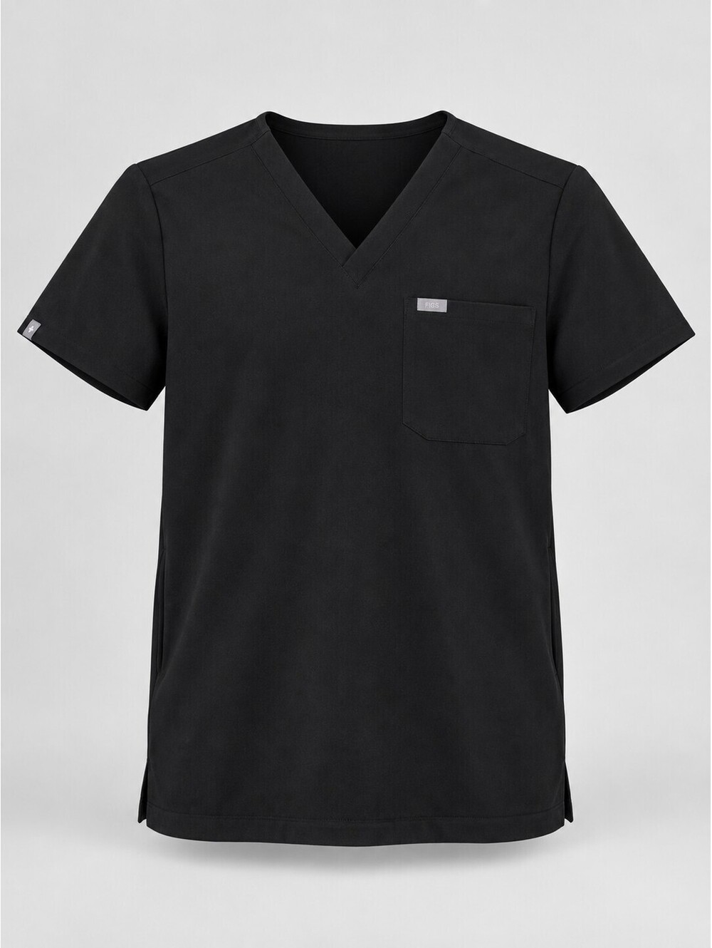 FIGS Men's Chisec Black Three-Pocket V-Neck Scrub Top Size S